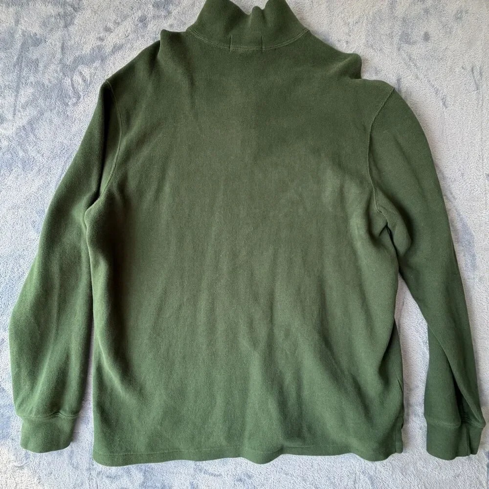 Vintage Polo Ralph Lauren Men XL Green 1/4 Zip Pullover Sweater Pony YKK